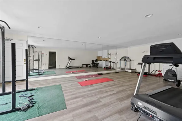 a view of a room with gym equipment