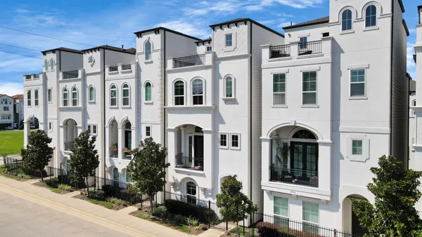 a view of a large white building