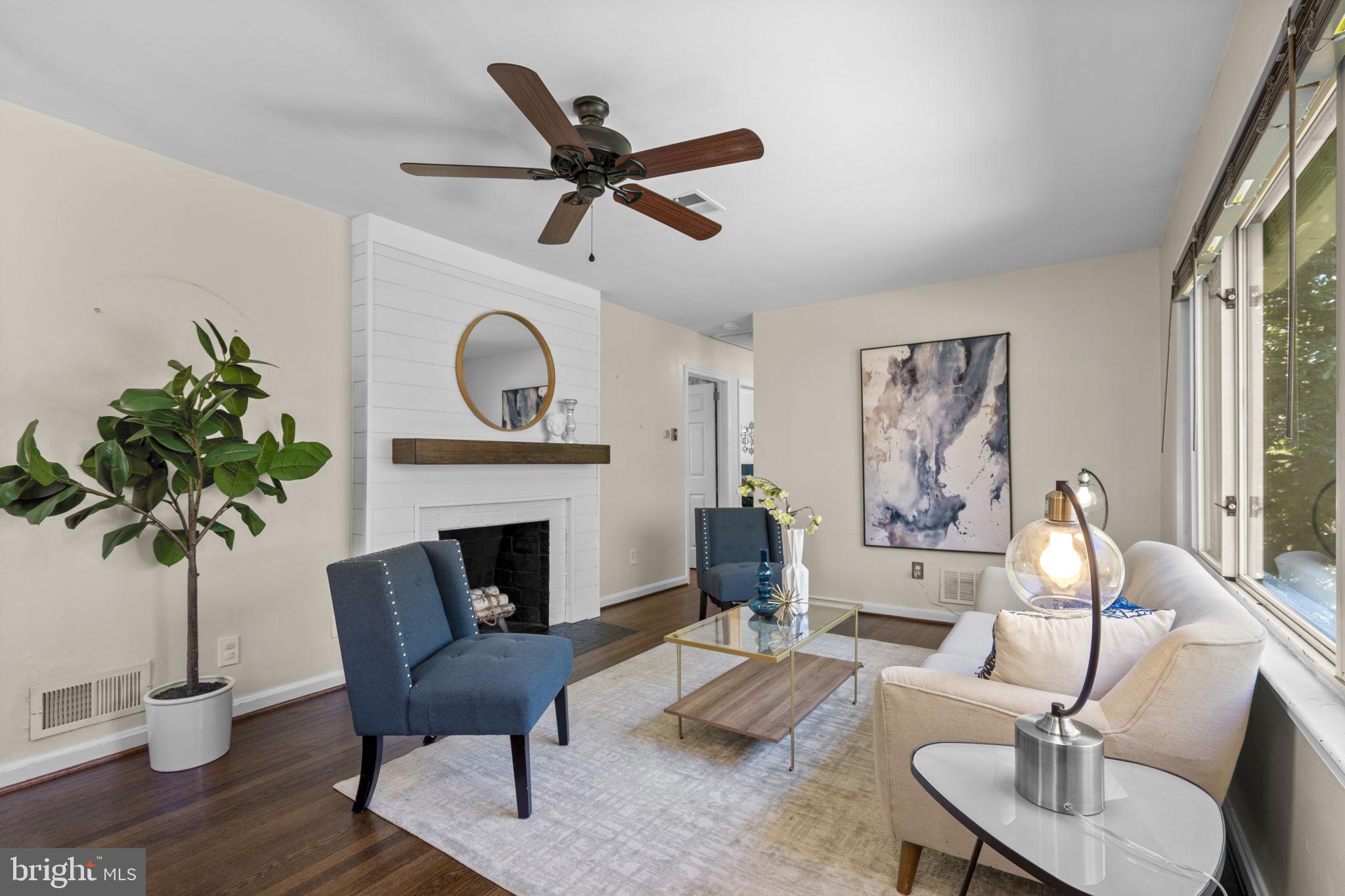 7005 Grove Road Alexandria, VA 22306 - Photo 7 of 81 Spacious Living Room with Fireplace