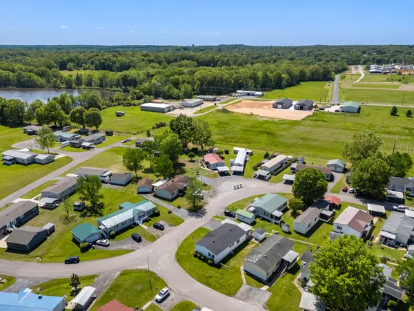 an aerial view of a house