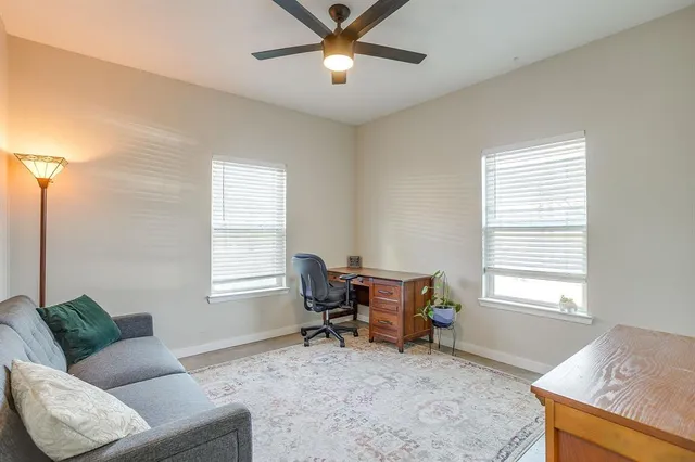 a living room with furniture and a couch