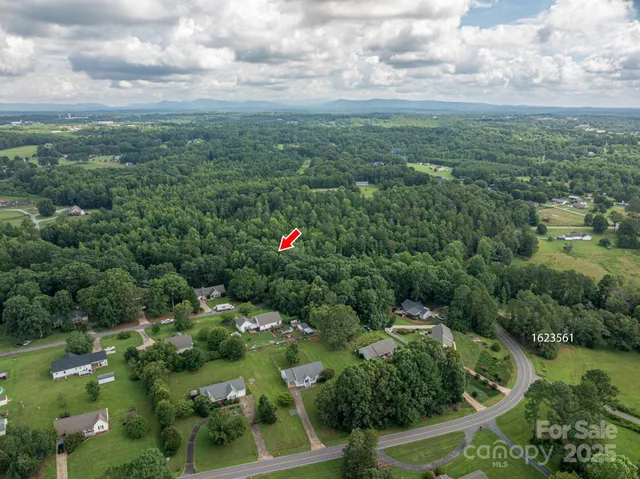 a view of a garden with a house