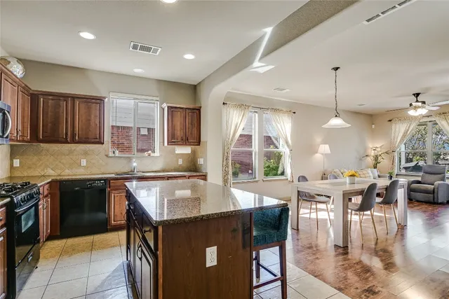 a kitchen with lots of counter top space