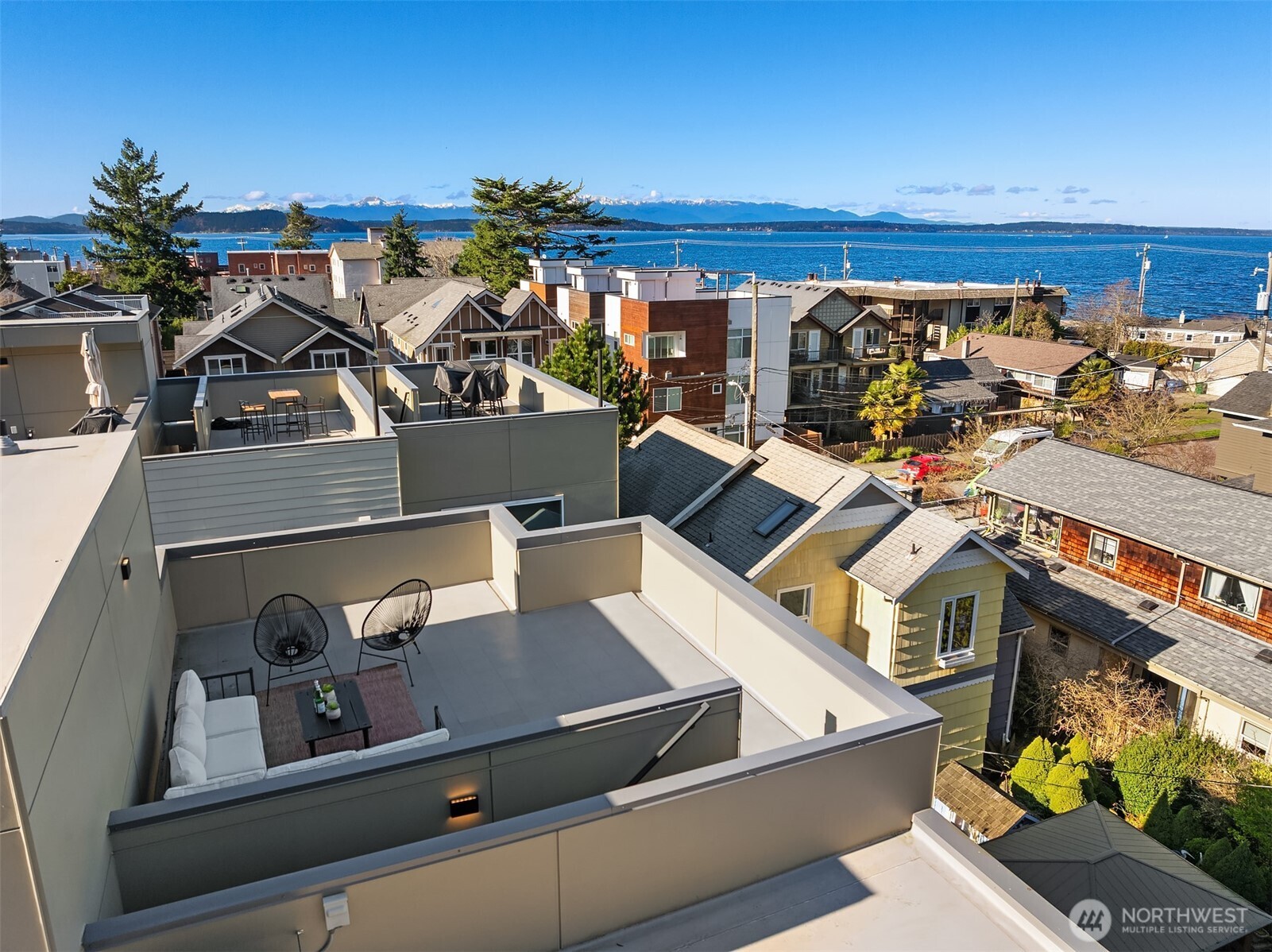 2455 Wickstrom Place Southwest Seattle, WA 98116 - Photo 23 of 36 an aerial view of a house with a ocean view