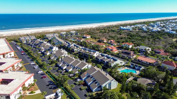 an aerial view of a house