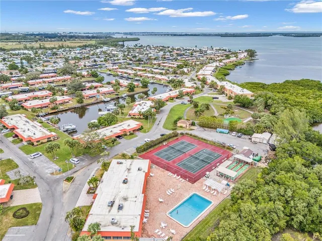 a view of a swimming pool with a terrace