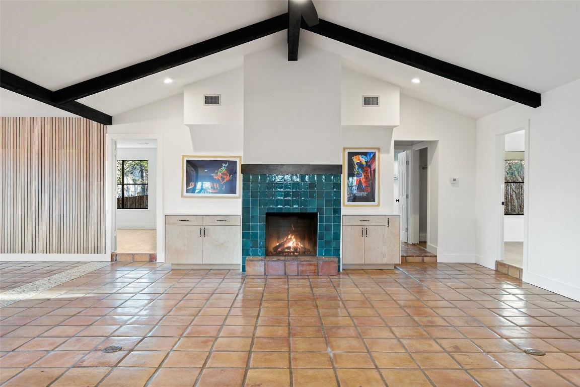 a view of a livingroom with a fireplace