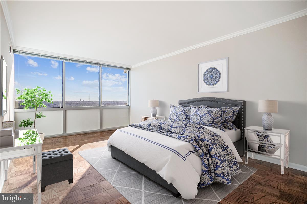 5101 River Road, Unit 1712 Bethesda, MD 20816 - Photo 9 of 25 Virtually staged bedroom with gorgeous views!