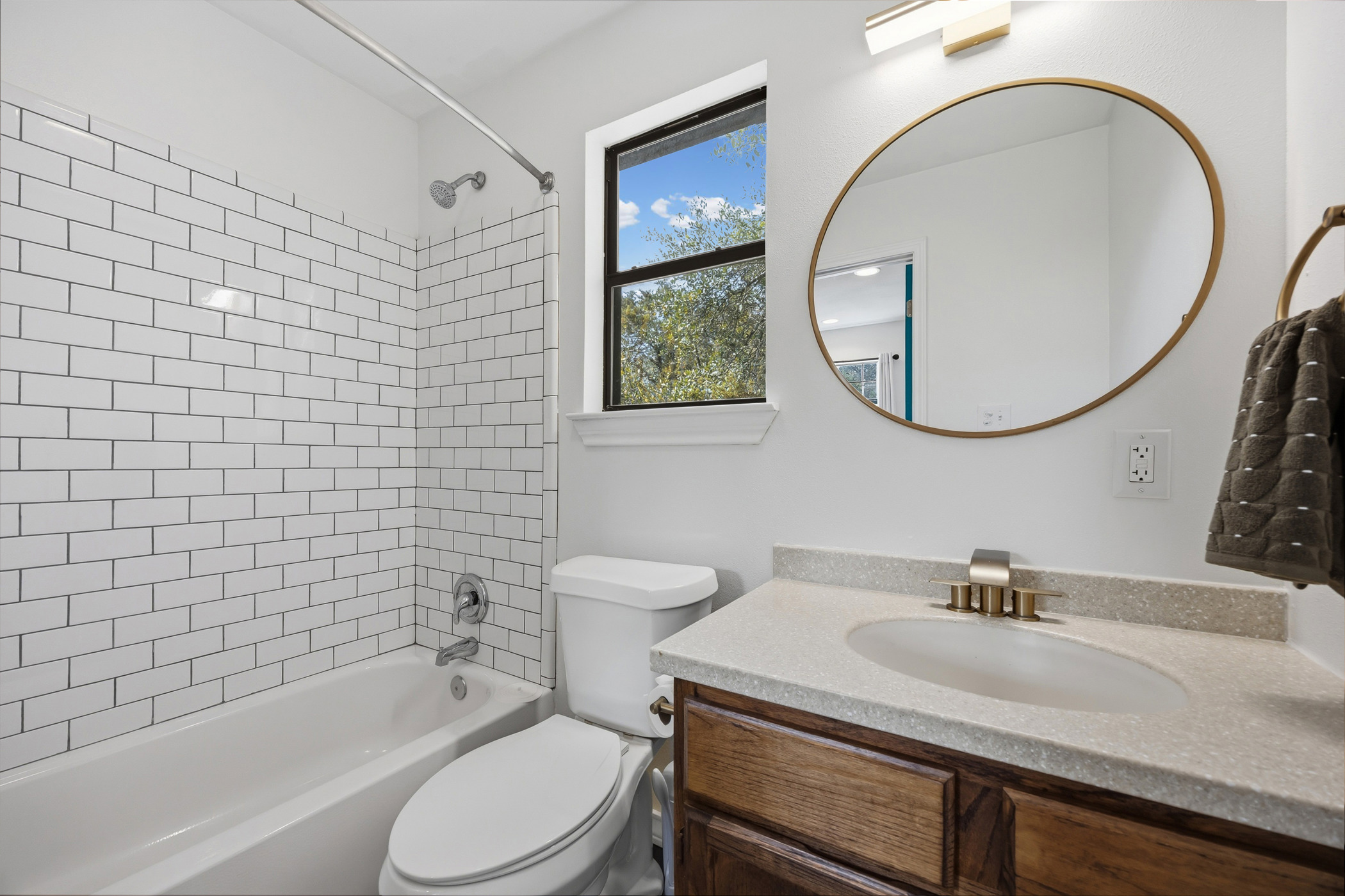 4105 Summit Hurst New Braunfels, TX 78132 - Photo 31 of 36 a bathroom with a sink a toilet and a mirror