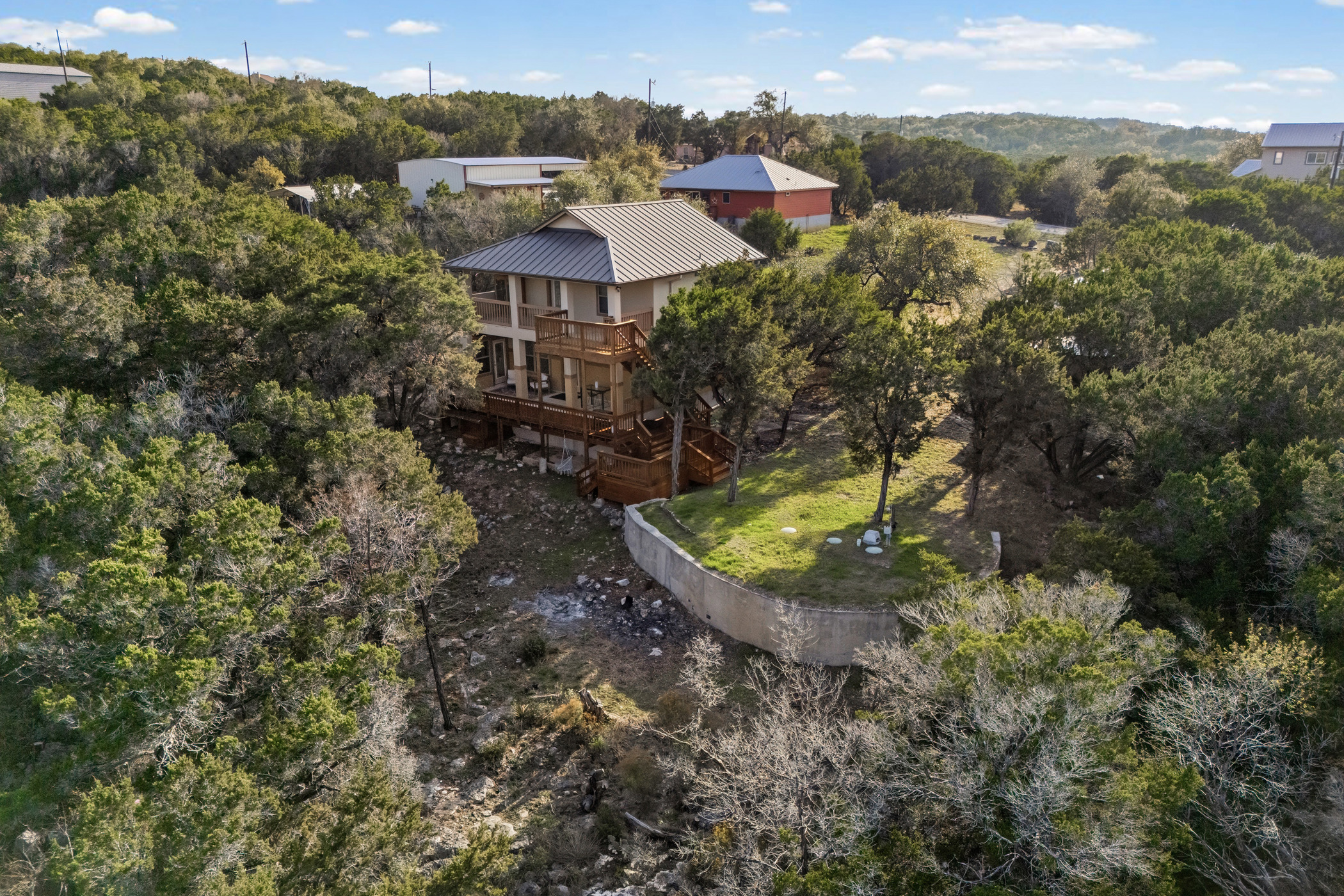 4105 Summit Hurst New Braunfels, TX 78132 - Photo 34 of 36 an aerial view of residential house with outdoor space and trees all around