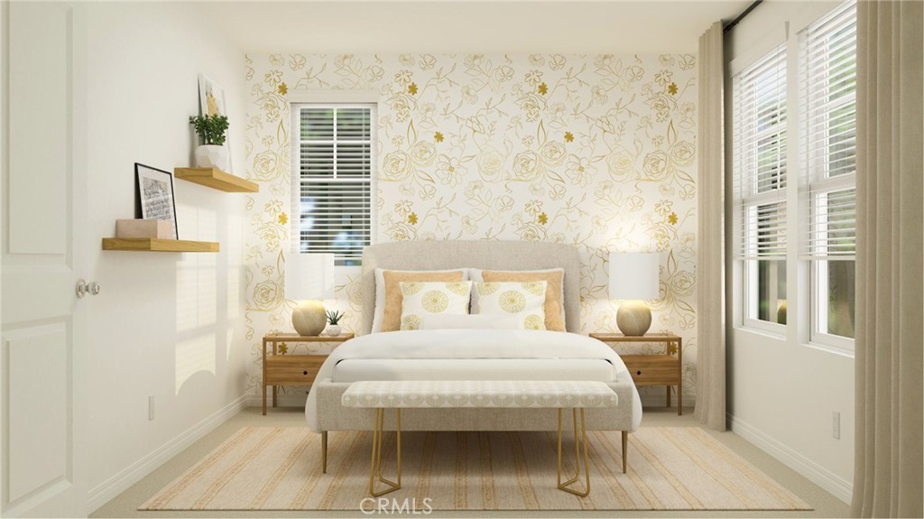 2386 Peach Tree Lane Perris, CA 92570 - Photo 12 of 23 a bedroom with a bed a mirror and a window