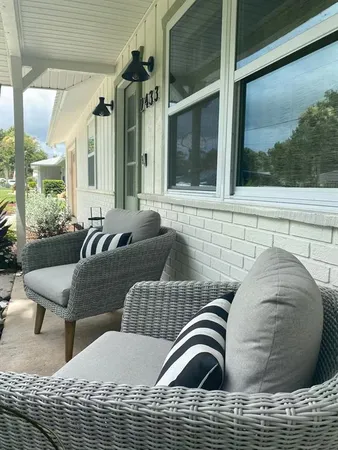 a view of outdoor space with seating area