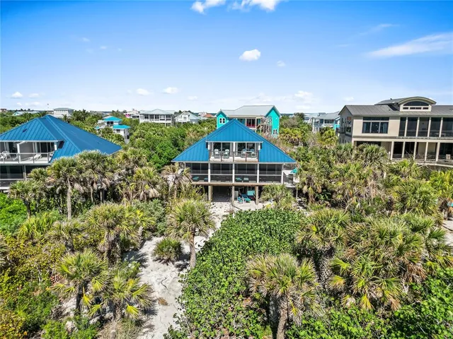 an aerial view of a house