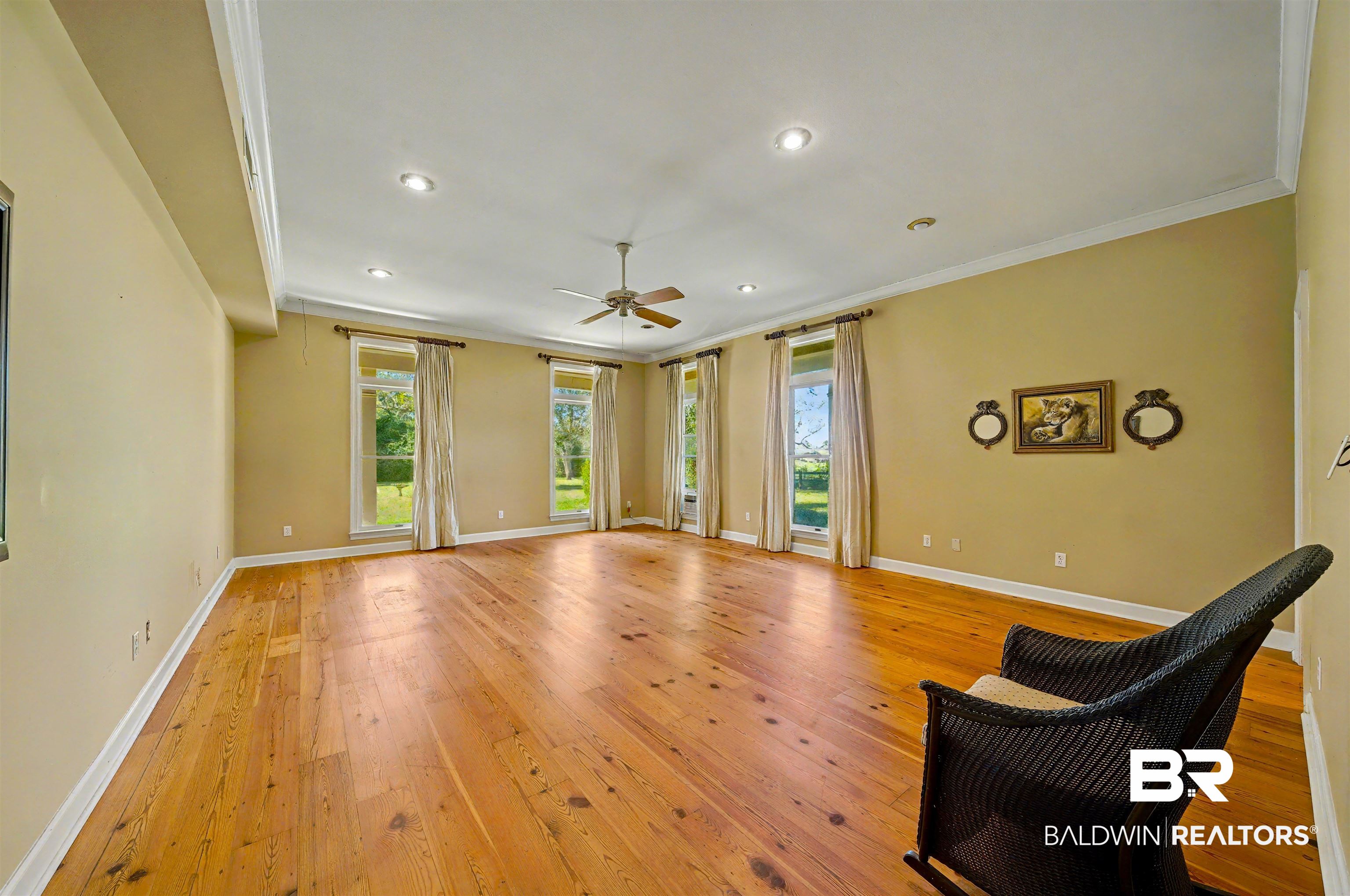 15810 County Road 73 Foley, AL 36535 - Photo 26 of 56 Sitting room with light wood-style flooring, ornamental molding, a ceiling fan, and recessed lighting