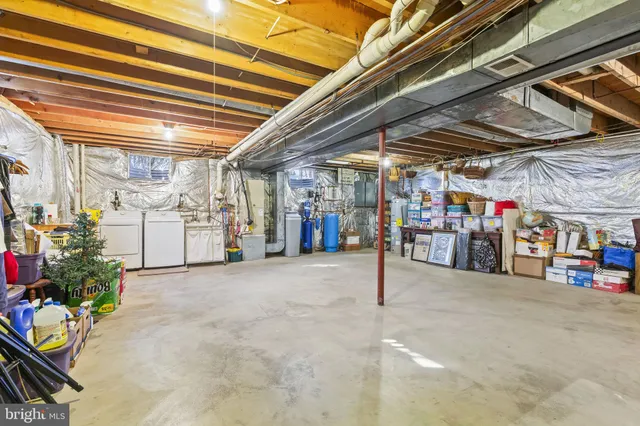 a view of a garage with storage