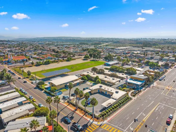 an aerial view of a city