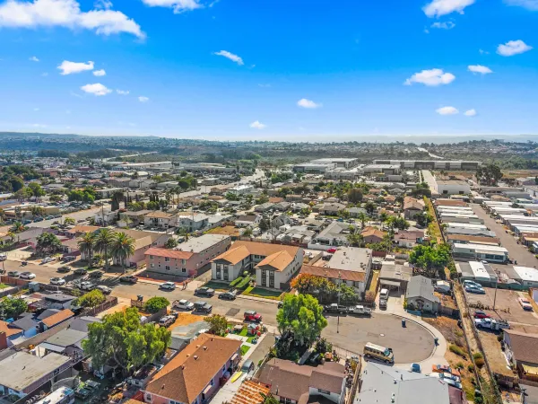 an aerial view of a city