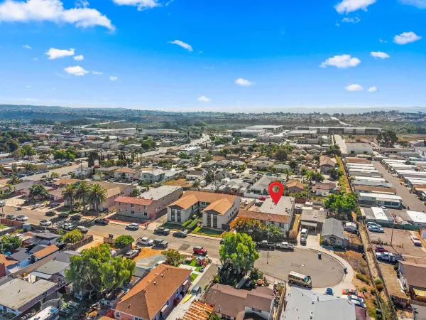 an aerial view of a city