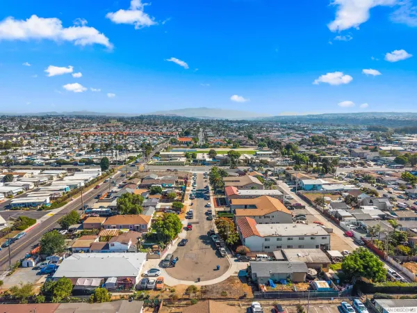 an aerial view of a city