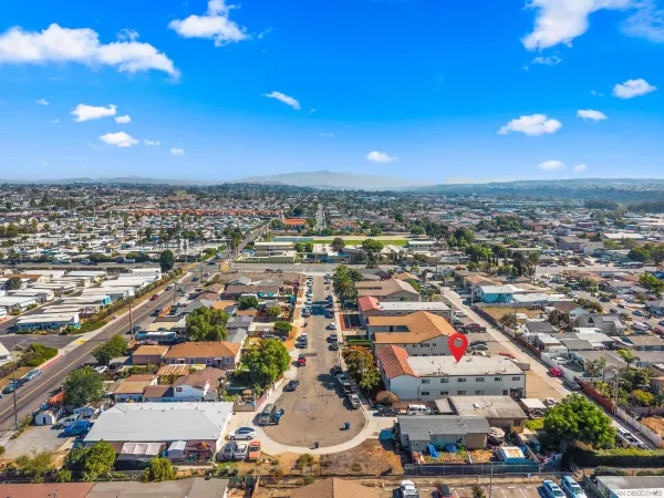 an aerial view of a city