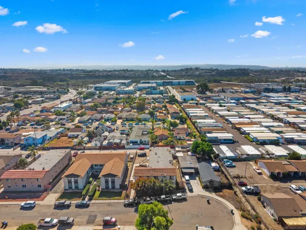 an aerial view of a city