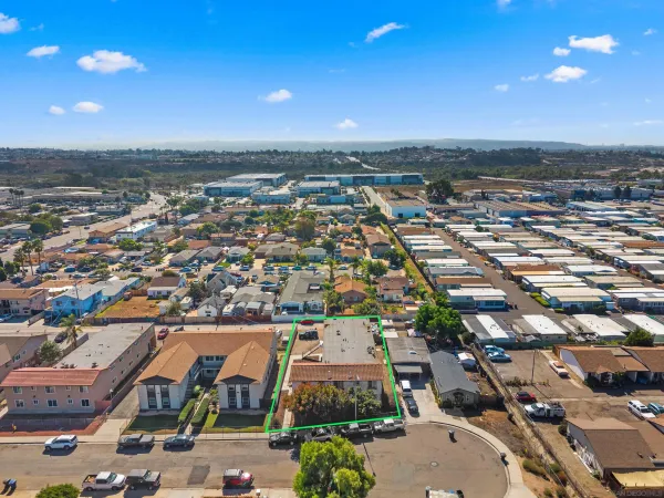 an aerial view of a city