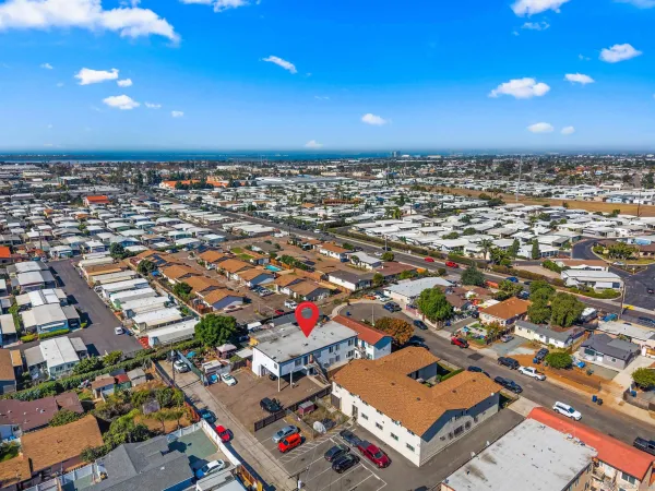 an aerial view of a city