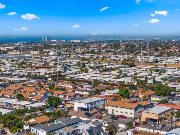 an aerial view of a city