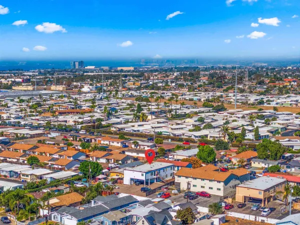 an aerial view of a city