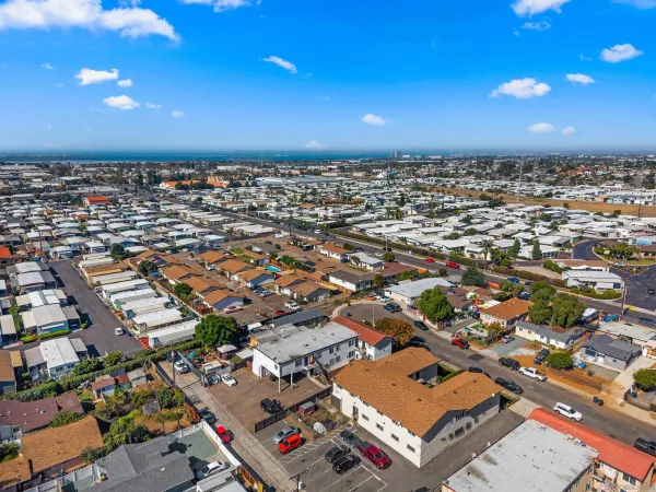 an aerial view of a city