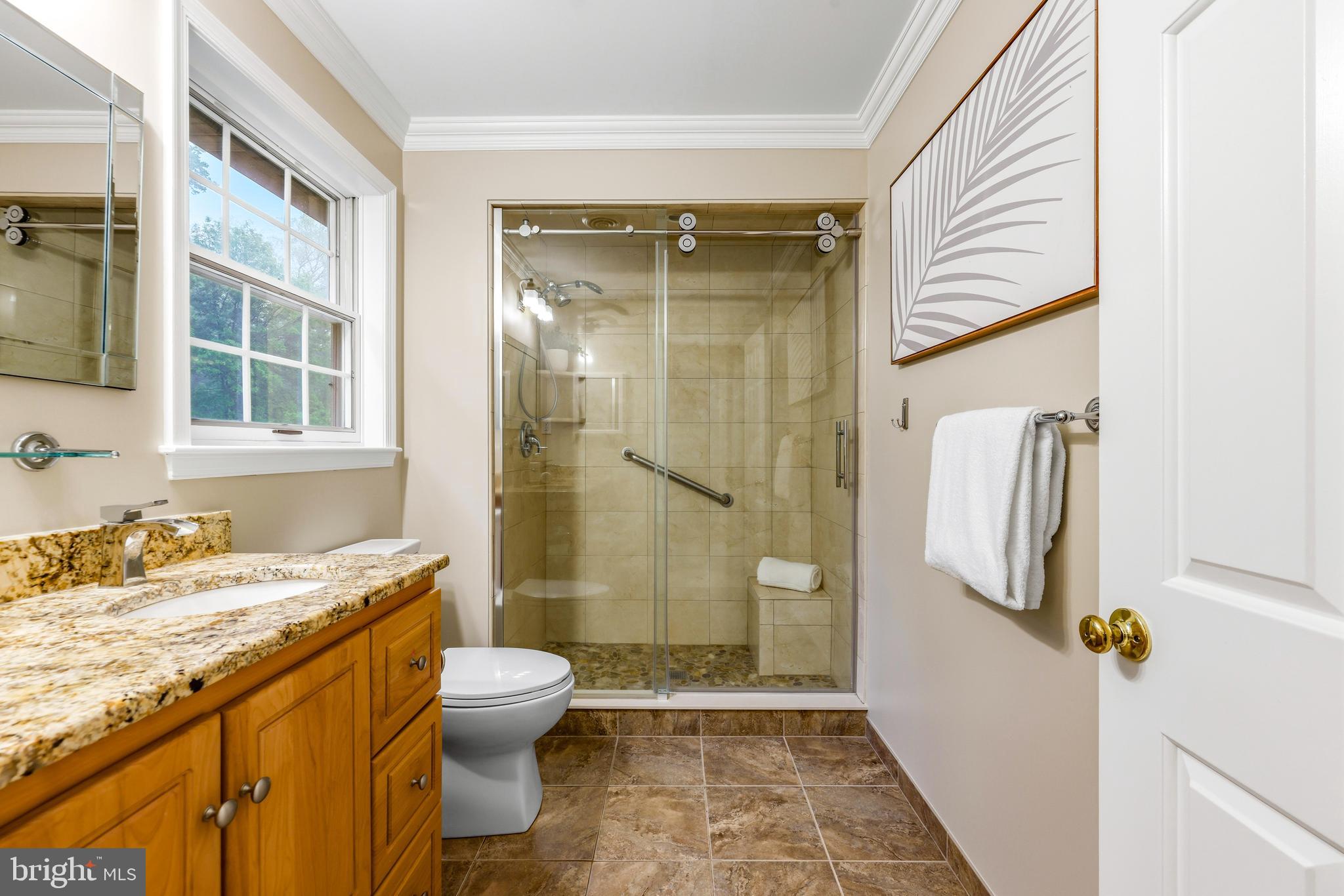 1074 Foxcroft Run Annapolis, MD 21401 - Photo 30 of 66 a bathroom with a granite countertop sink toilet and shower