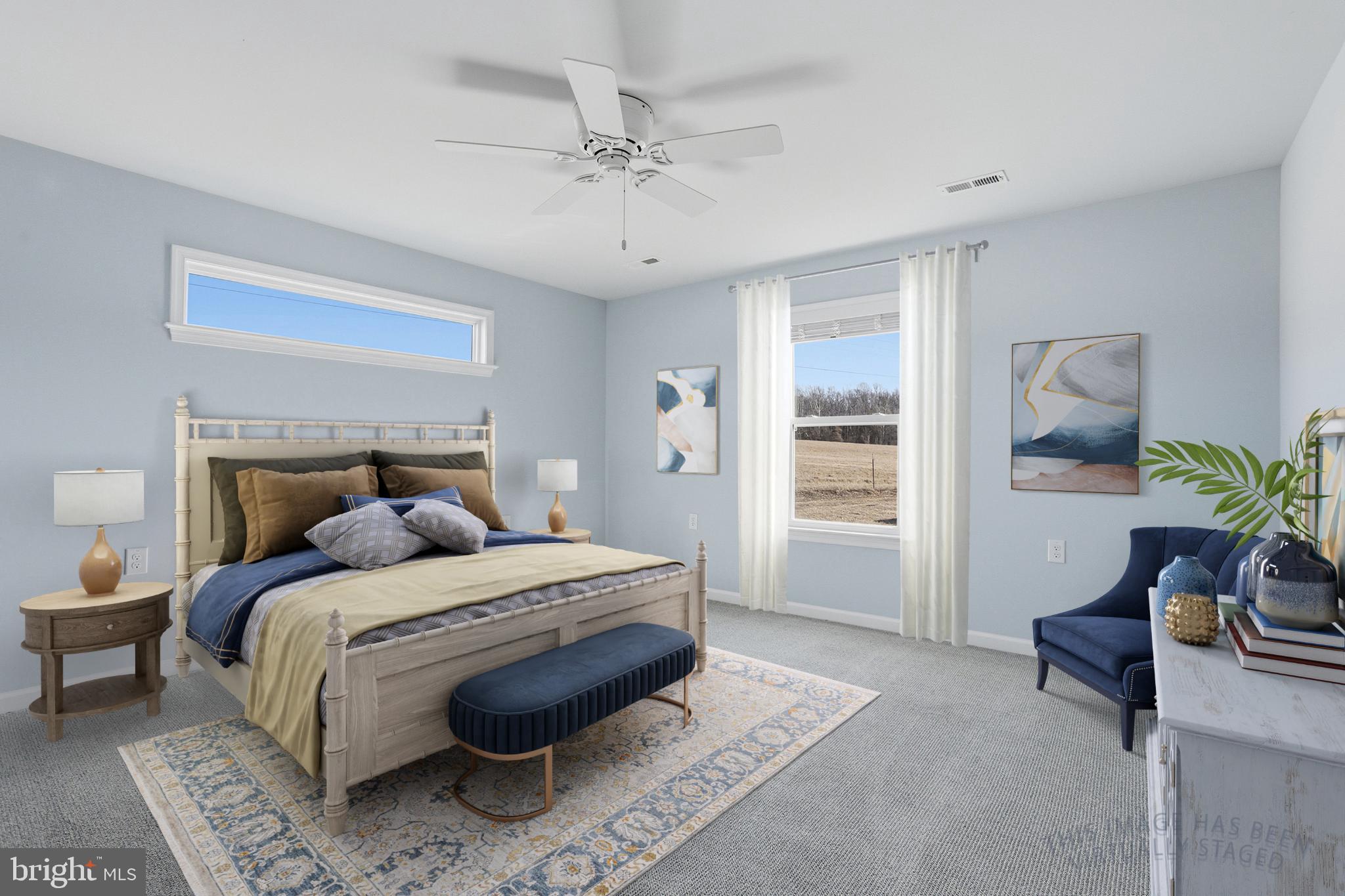 5810 West Hoover Road Reva, VA 22735 - Photo 13 of 25 a bedroom with a bed and a chandelier