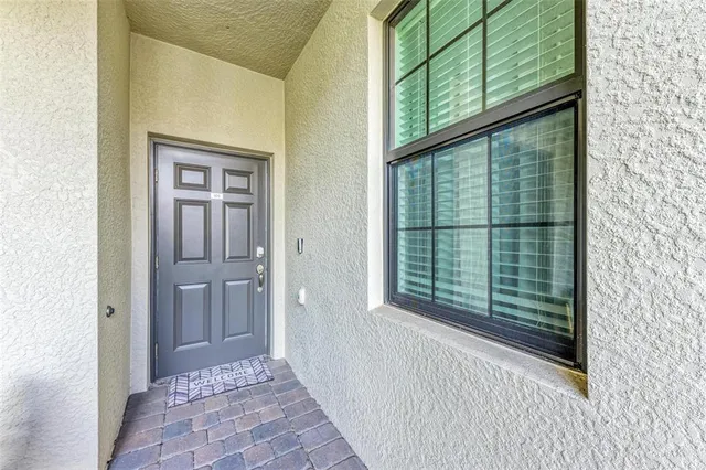 a view of a potted plant in a hallway