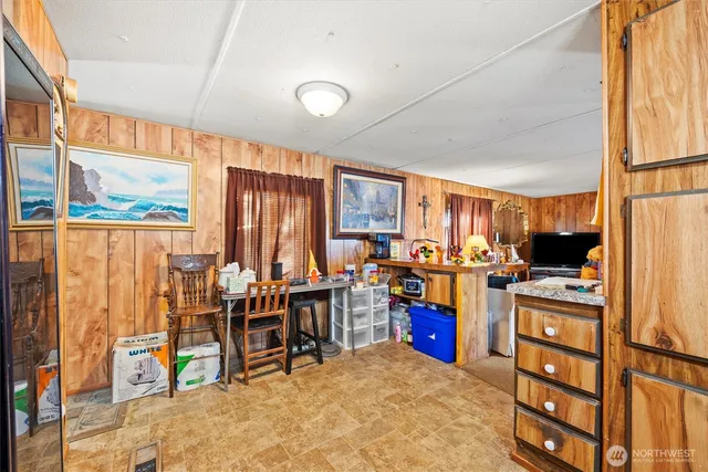 a view of work space with windows