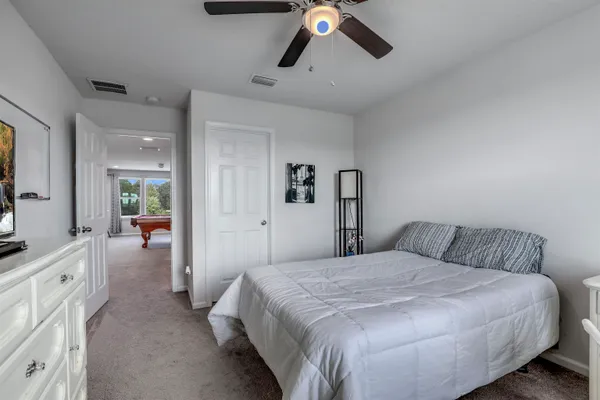 a view of a park with swings