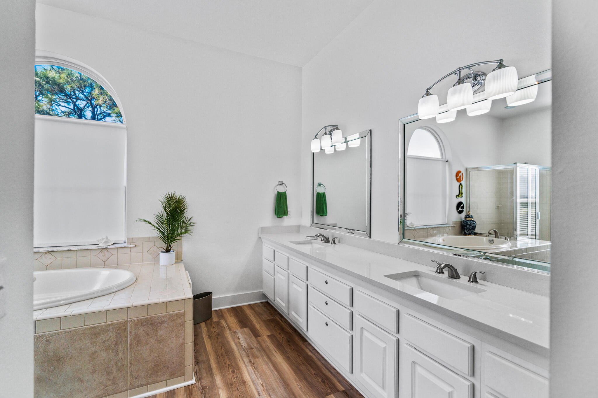 15 Beachwalk Lane Santa Rosa Beach, FL 32459 - Photo 19 of 26 a spacious bathroom with a granite countertop double vanity sink mirror and