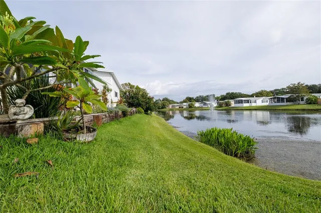 a view of a lake with houses
