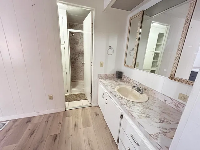 a view of a closet in a room