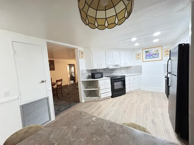 a room with a bed and a table