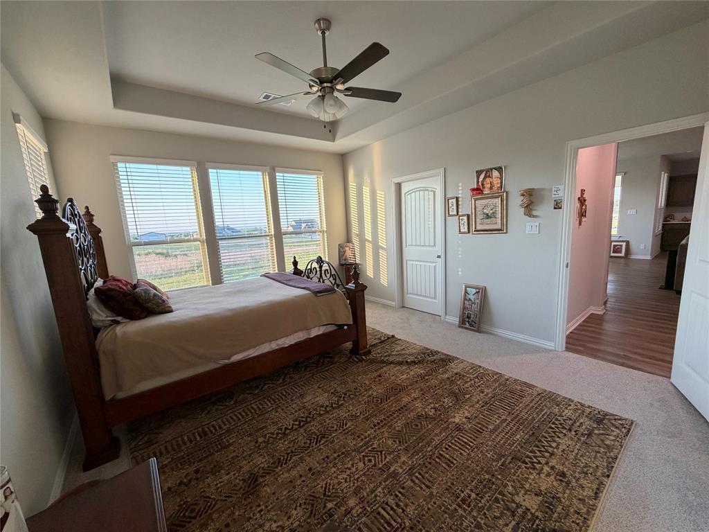 131 Llanos Drive Decatur, TX 76234 - Photo 6 of 9 Spacious room featuring multiple windows with blinds, a tray ceiling, and a ceiling fan