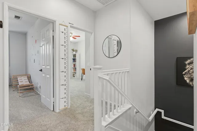 a view of a hallway with elevator