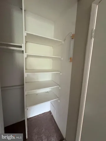 a view of walk in closet with empty racks