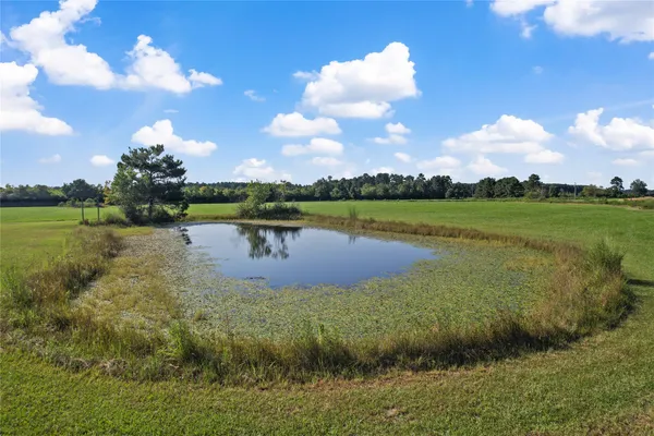 a view of a lake with a big yard