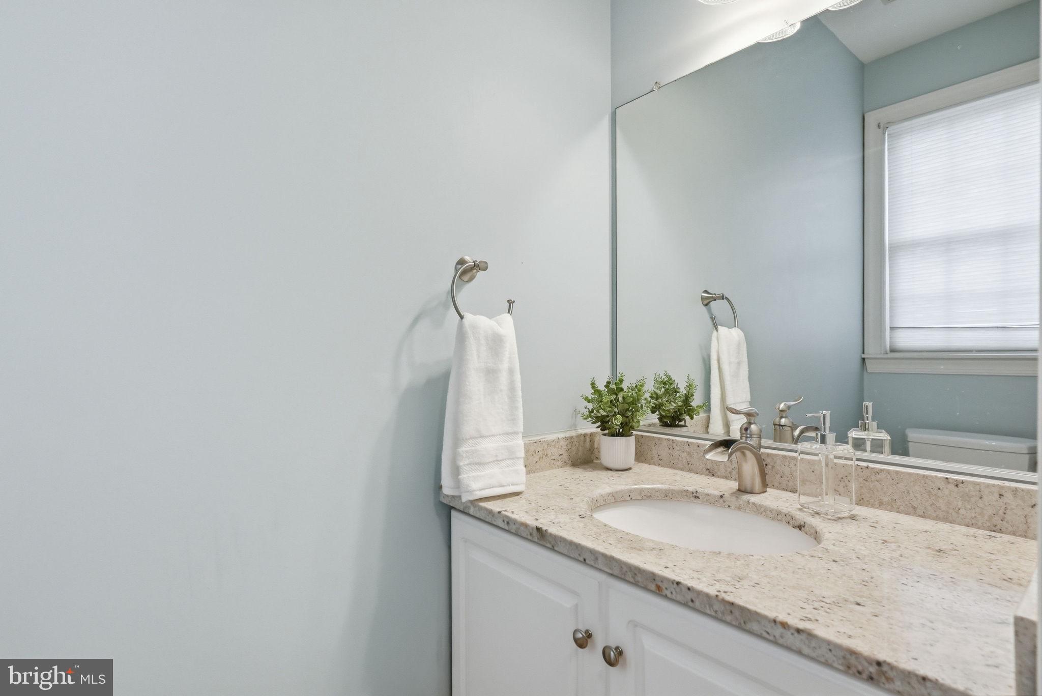 22 Springlea Lane Chester Springs, PA 19425 - Photo 38 of 80 a bathroom with a granite countertop sink and a mirror
