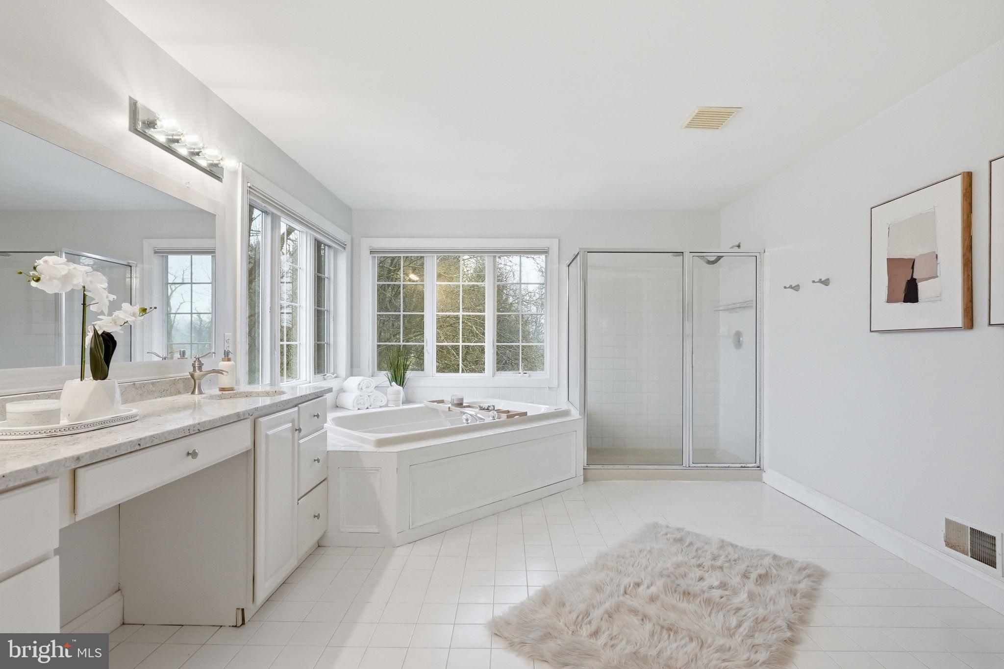 22 Springlea Lane Chester Springs, PA 19425 - Photo 47 of 80 a large bathroom with a tub sink shower and mirror