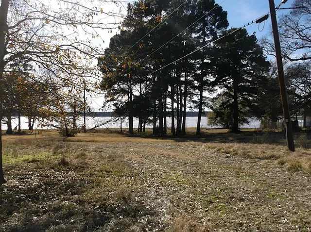a view of a lake with a mountain in the back