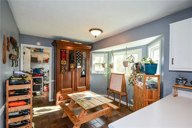 a workspace with furniture and storage