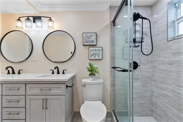 a bathroom with a toilet a sink and mirror