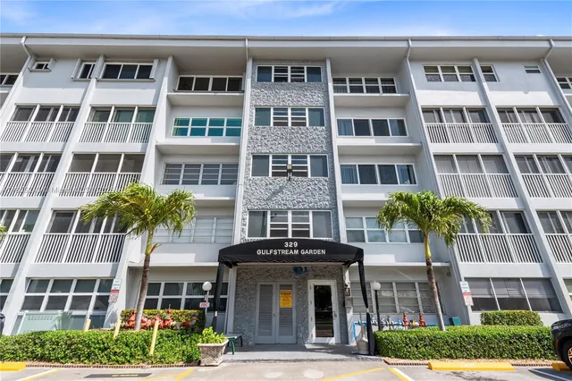 a front view of a multi story building