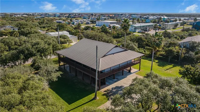 an aerial view of a house